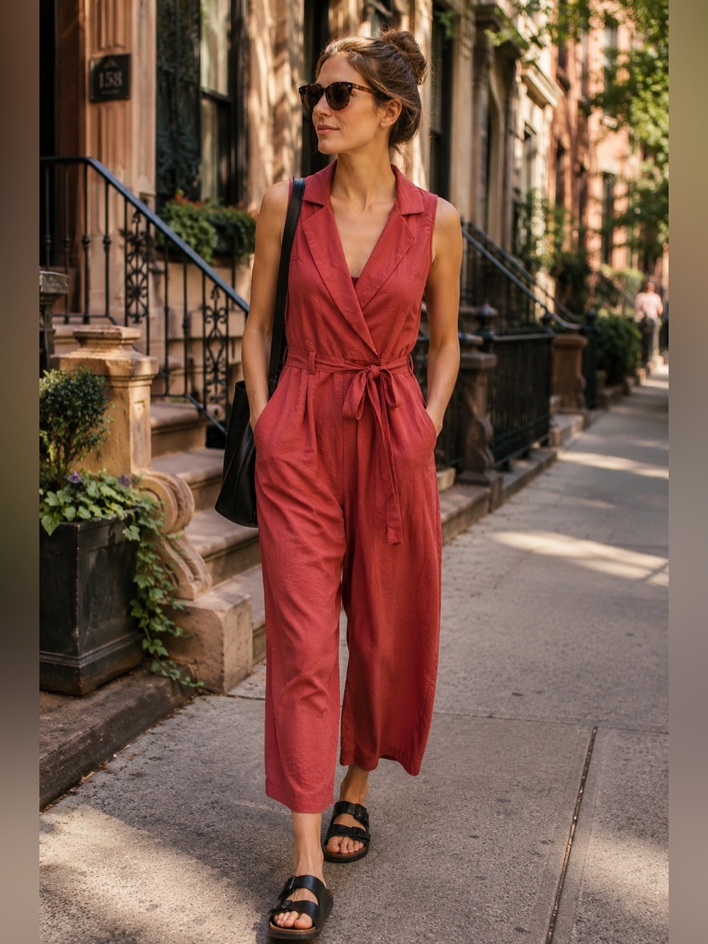 Audrey Parks Francesca’s Sleeveless Belted Jumpsuit Pink Large